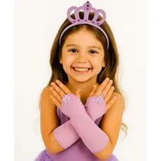 Kit Princesa Tiara Luvas Infantil Fantasia Várias Cores Festa Coroa