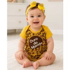 Body Bebê Menina Ouro da Mamãe Faixa Infantil Algodão Roupa Bebê Mesversário Unissex Dia Das Mães