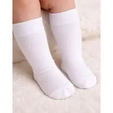 Meia Bebê Cano Alto Branco e Preto Infantil Unissex Kit Confortável Social Fina