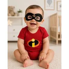 Body Bebê Super Herói Os Incríveis Máscara Fantasia Infantil Mesversário Algodão Roupa Infantil