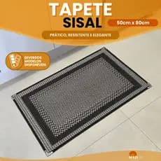 Tapete Sisal Lancer 50cm x 80cm Capacho Antiderrapante Beira Porta Cama Entrada