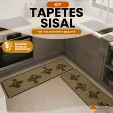 Kit 2 Tapetes Passadeira Sisal Lancer 150x50cm Antiderrapante