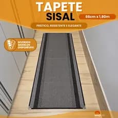 Tapete Passadeira Lancer Sisal 66x180 cm Antiderrapante Cozinha Beira de cama