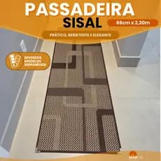 Tapete Passadeira Lancer Sisal 66x230 cm Antiderrapante Cozinha Beira de cama