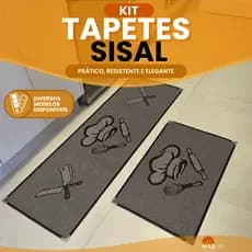 Jogo Tapete Sisal Kit 2 Peças Antiderrapante Cozinha Beira de Cama Pia