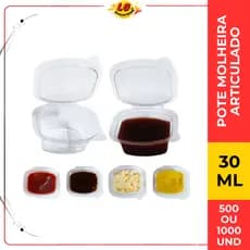 Pote Molheira Eco 695 Articulado 30ml Transparente Com Tampa Embalagem Para Molhos Delivery