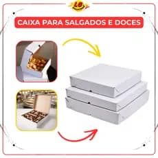 Caixa Branca para Salgados e Docinhos Embalagem Confeitaria Festa Delivery