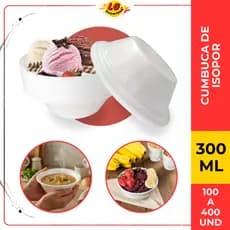Cumbuca de Isopor 300ml Descartável Para Caldos Sopas Açaí Sorvetes Marmitas e Delivery