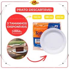 Prato Descartável Totalplast Refeição Festa Aniversário Resistente Branco