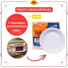 Prato Descartável Totalplast 15cm 1000und Refeição Festa Aniversário Resistente Branco