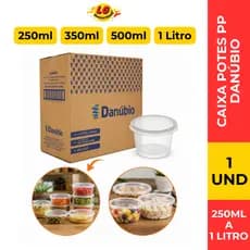 Caixa Potes Redondos PP Danúbio Com Tampa Embalagem Para Alimentos Delivery Freezer e Micro-ondas