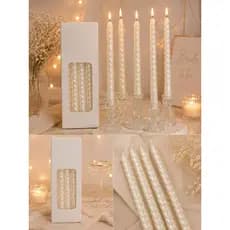 KIT 4 Velas — Velas Brancas Trançadas Longas 25cm Bride To Be Casamento