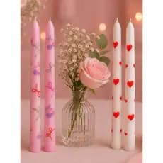 Kit 2 Velas Longas 25cm — Vela Bride To Be Happy Birthday Party Coração e Laço