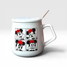 Xícara Com Tampa e Colher — Caneca Minnie De Porcelana 300ml