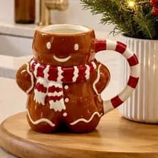 Canecas Gingerbread — Xícaras Biscoito de Natal em Porcelana Decoração e Mesa Posta