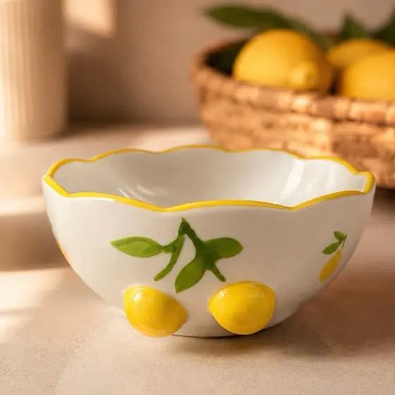Bowl Limoncello em Porcelana | Pote com Designer de Limão em 3D
