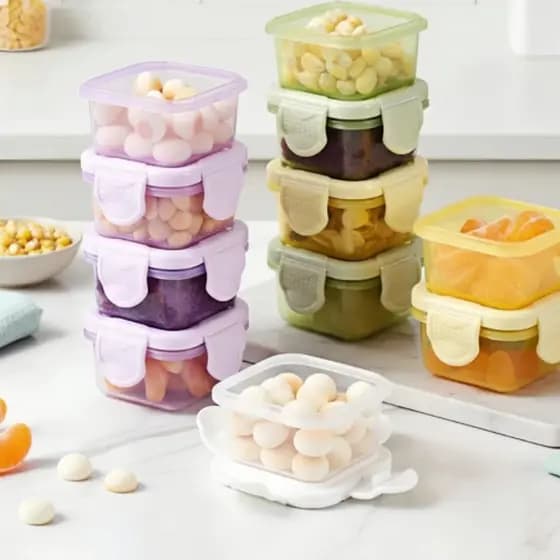 Kit Potes Mini Congelar Papinha Tampa Hermética Bebê Freezer Microondas Potinho Ventosa Silicone-60ml1