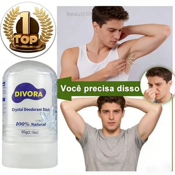 DIVORA Desodorante Masculino Desodorante em Bastão 100% Pedra Antitranspirante Natural Sem Perfume 60g Namoro