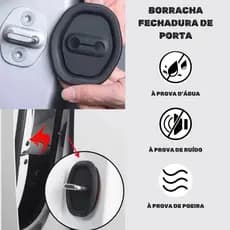 Kit 4 Capa de Protecao Trava da Porta do Carro Silicone Silencioso Anti Ferrugem Automotivo Preto
