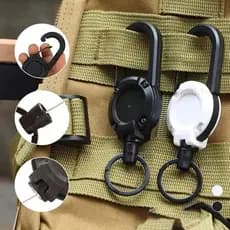 Chaveiro Retratil Tatico Mosquetao Molle Porta Chave Anti Perda Camping Trilha Seguranca Preto