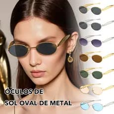Oval pequeno quadro óculos de sol novo estilo óculos de sol europeu americano único temperamento Metal óculos de sol