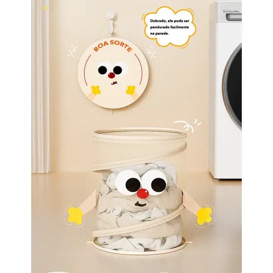 Cesta de roupas sujas dobrável dormitório doméstico cesta de lavanderia boneca brinquedo balde de armazenamento cesta
