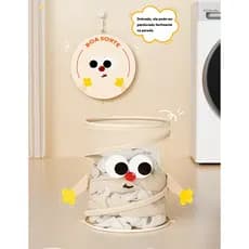 Cesta de roupas sujas dobrável dormitório doméstico cesta de lavanderia boneca brinquedo balde de armazenamento cesta