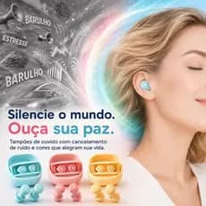 Protetor Auricular Redutor de Ruído em Silicone | Tampão de Ouvido Reutilizável com Estojo | Cores Dopamina