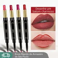 Batom e Delineador Labial 2 em 1, Matte À Prova D'água, Longa Duração, Não Gruda no Copo, Cor Vibrante Fácil de Aplicar