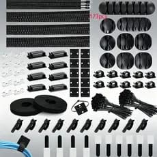 Kit organizador de fios e cabos para setup gamer 173 peças para computador e TV, preto