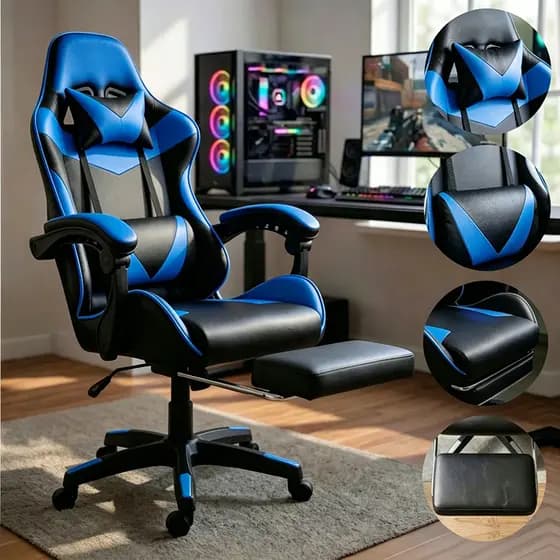 Cadeira Gamer Ergonômica Profissional Reclinável Confortável Com Rodinha Pés e Altura Ajustável para Escritório