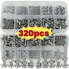 Conjunto de 320peças de porcas e parafusos métricos hexagonais - M2, M2.5, M3, M4, M5 Parafusos e porcas