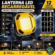 Lampião Refletor Lâmpada Led Camping Luz Trabalho Portátil Magnética Mecânico Elétrico Bateria Recarregável Potente Usb