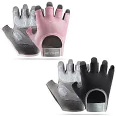 Luvas esportiva unissex de meio dedo academia Exercicios Com Munhequeira Fit Musculação ajuste/PRETO  E ROSA
