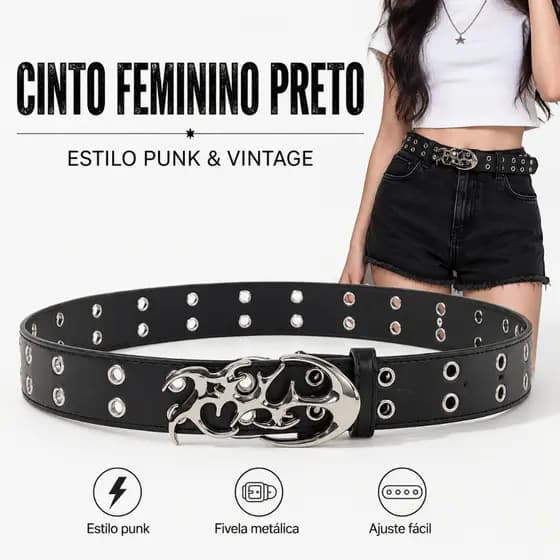 Cinto Punk de unissex Ecológico Vazado Y2K para musculino e feminino - Moderno