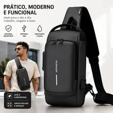 Mochila de Ombro Transversal Compacta Unilateral USB trava de código Á prova d'água