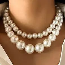 2 peças/Conjunto Conjunto de Colar com Pérolas Falsas Assimétrico Elegante e da Moda para Mulheres Joias Deslumbrantes