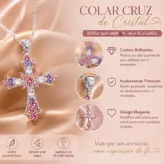 Colar Feminino Cruz Gótica Strass Y2K Punk Heavy Metal Acessório Fashion Festa