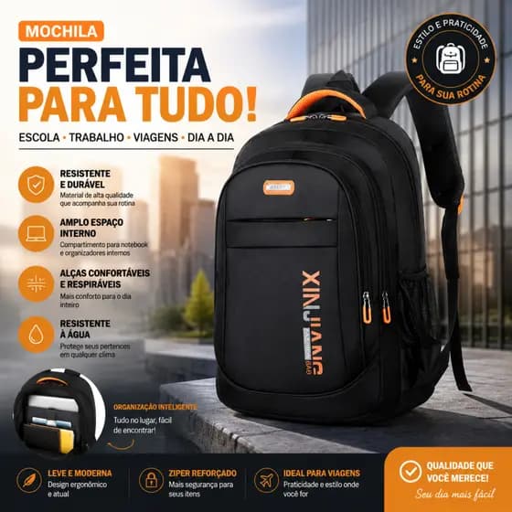 Mochila Masculina Reforçada para Notebook Impermeável Escolar Trabalho Viagem Grande Capacidade