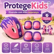 Kit Proteção Infantil Completo de 7 Peças Capacete Joelheira Cotoveleira Munhequeira na cor Sortidas
