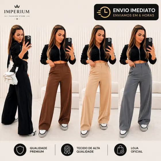 Calça Pantalona Alfaiataria Premium Com Bolso PROMOÇÃO