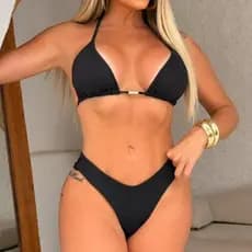 Biquíni Conjunto Top Cortininha Calcinha Asa Delta FIO DUPLO Bojo Removivel PROMOÇÃO