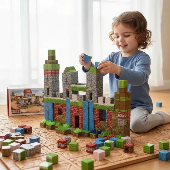 Bloco De Montar Magnético Estilo Craft Com 120 peças Cores Vibrantes e Seguro para Crianças