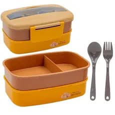 Marmita Lunch Box Premium Estilo Madeira Com Garfo E Colher