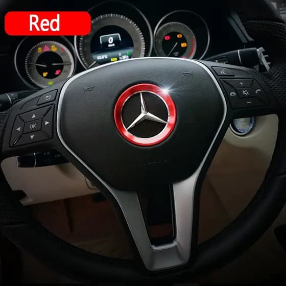 Para Mercedes Benz GLE CLA GLA W212 W246 W204 C117 W166 X204 Adesivo Decorativo para Anel do Emblema do Volante do Carro
