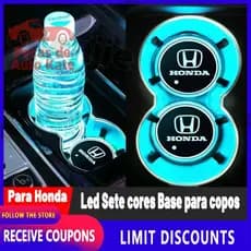 [Promoção] Base de Suporte para Copos LED Inteligente de Sete Cores para Honda / Tapete Antiderrapante para Copos de Car