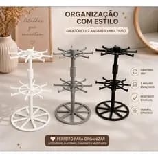 Suporte Porta Chaveiros Giratório De Mesa Display Com Base Estável 2 Niveis