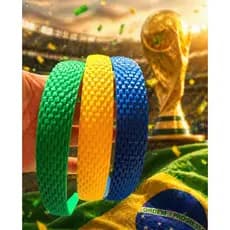 Kit 3 Tiaras Brasil Verde Amarelo Azul | Tiara Texturizada Ajustável