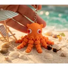 Kit 5 Chaveiros Polvo Articulado | Fidget Anti-Stress