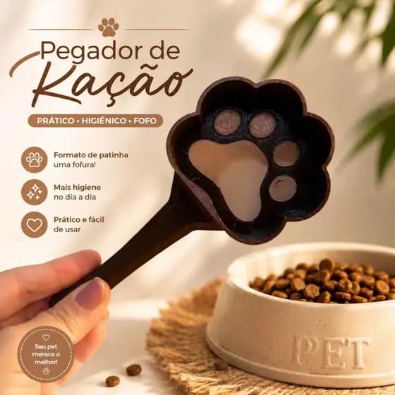 Pegador de Ração Patinha Medidor para Cães e Gatos